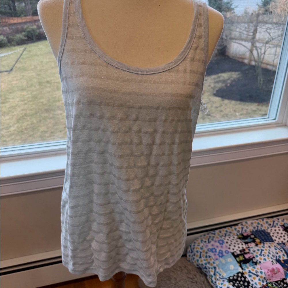 Petit Bateau Women’s Sleeveless Striped Tank Top - light blue Large